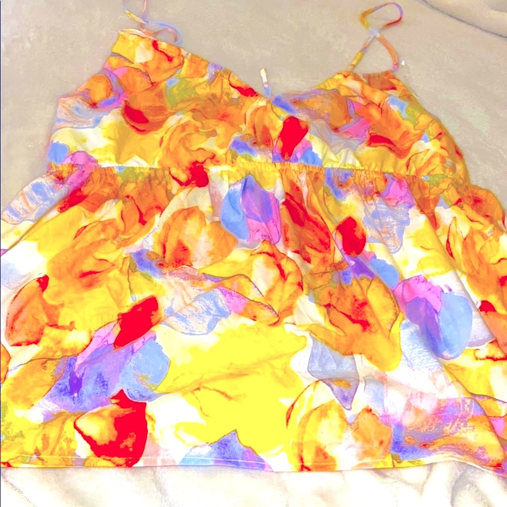 Ingrid & Isabel yellow floral maternity top XL New with tags
